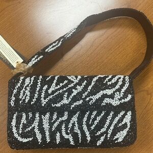 From India to you zebra print beaded shoulder bag